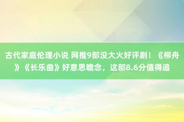 古代家庭伦理小说 网推9部没大火好评剧！《柳舟》《长乐曲》好意思瞻念，这部8.6分值得追