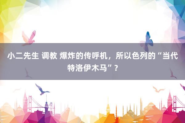 小二先生 调教 爆炸的传呼机，所以色列的“当代特洛伊木马”？