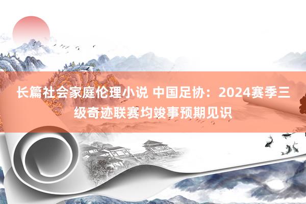 长篇社会家庭伦理小说 中国足协：2024赛季三级奇迹联赛均竣事预期见识
